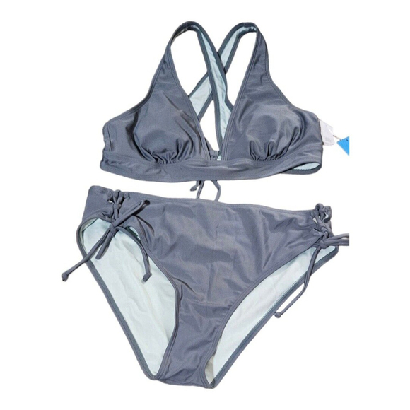 NWT Cupshe Womens Green Tie Sides Double Strap Bikini Swimwear Size M - Picture 7 of 9